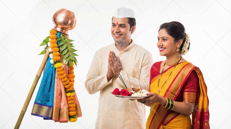 Marathi couple celebrates Gudi Padwa with traditional puja and G