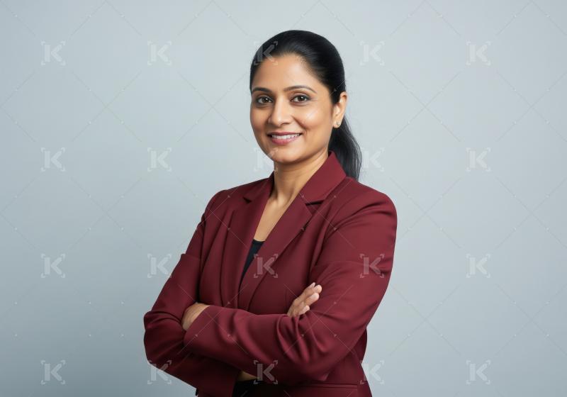 Young beautiful indian business woman standing on isolated backg