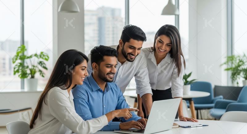 Young indian financial professionals working together at office