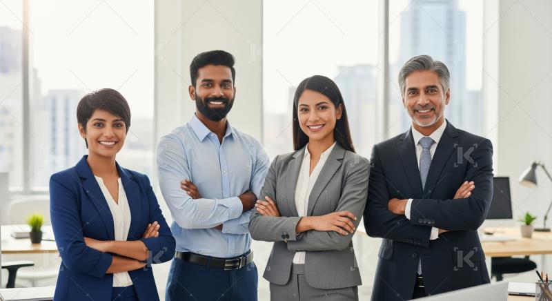 Young indian financial professionals working together at office