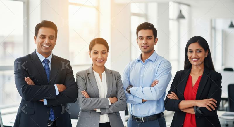 Young indian financial professionals working together at office