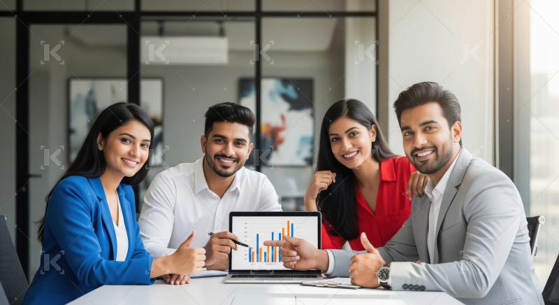 Young indian financial professionals working together at office