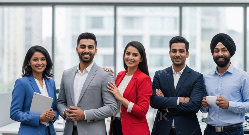 Young indian financial professionals working together at office