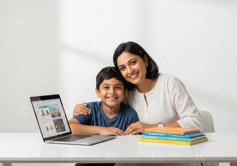 Young indian finance professional woman working on laptop