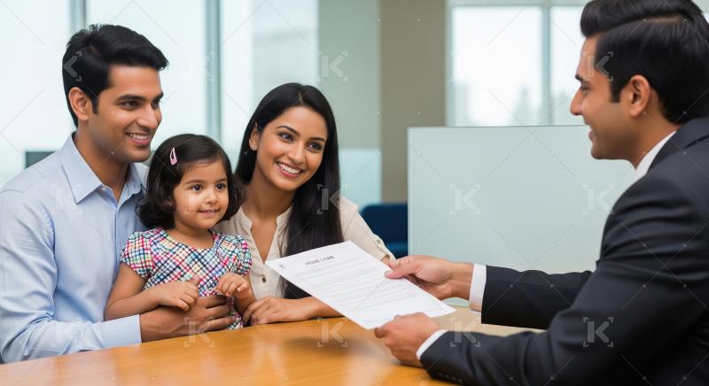 Indian family receiving advice or support from an financial advi