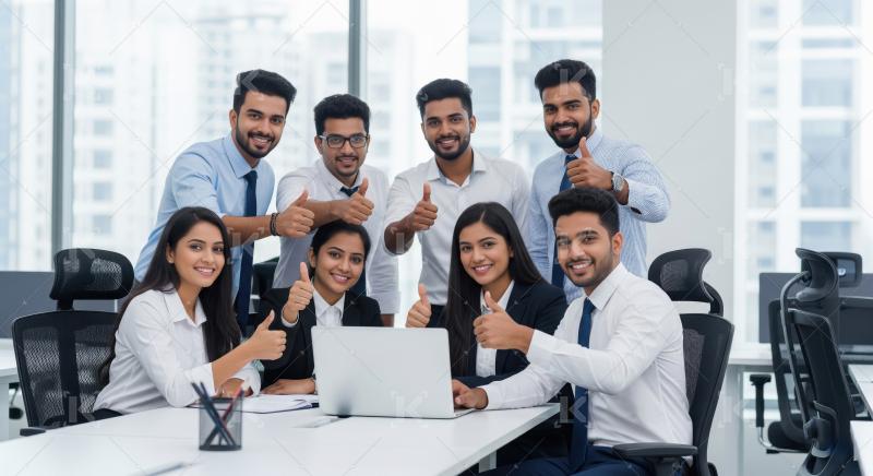 Young indian financial professionals working together at office