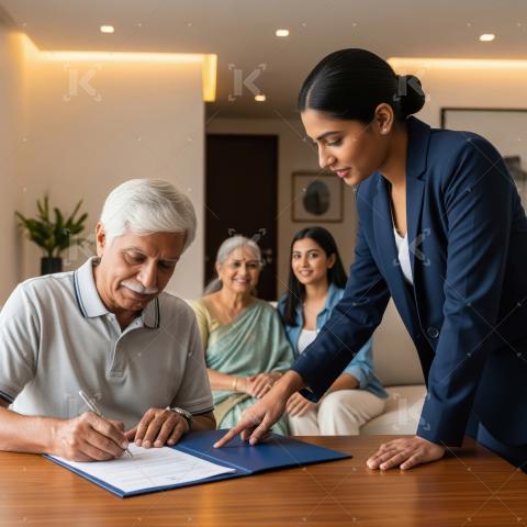 Young professional financial man giving advise to customer