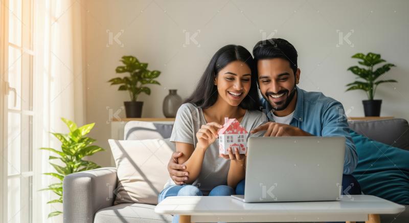 Happy young indian couple enjoying together at home