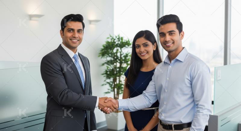 Young professional financial man giving advise to customer