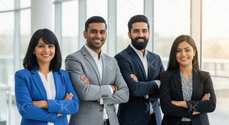 Young indian financial professionals working together at office