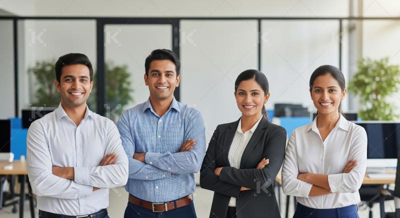 Young indian financial professionals working together at office