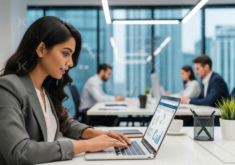 Young indian financial professionals working together at office