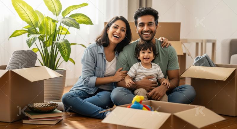 Happy indian family sitting together at home