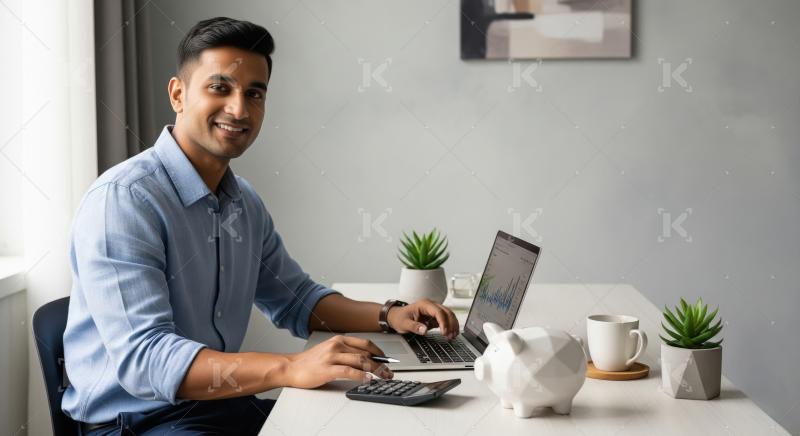 Young indian man working on laptop at office