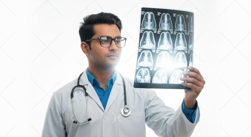 Professional Doctor Examining X-ray Film for Medical Diagnosis
