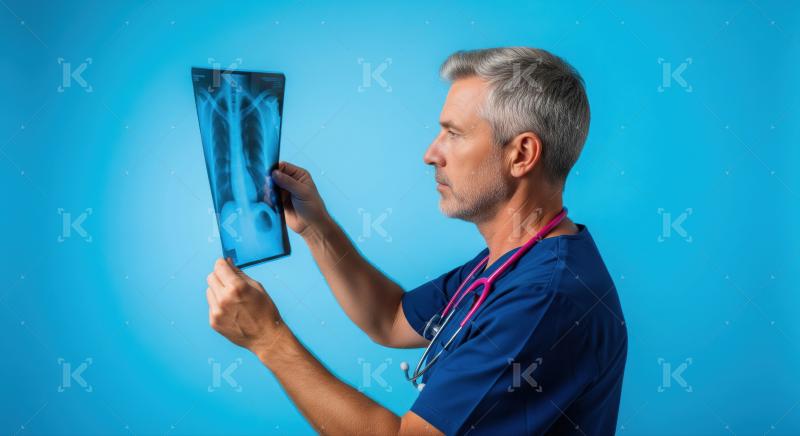 Doctor Examines Chest X-Ray for Patient Diagnosis