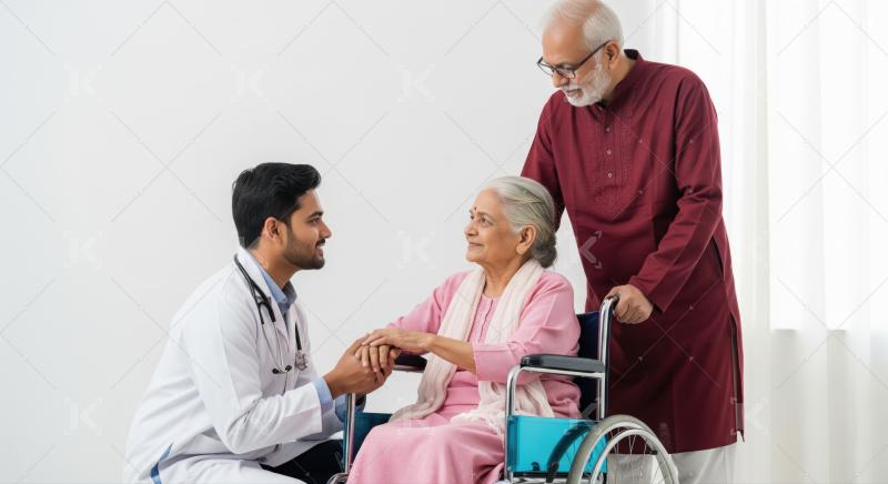 Compassionate doctor provides care to elderly Indian patient, su