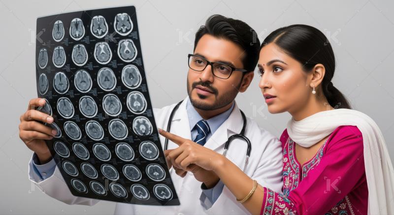Doctor Explains Brain Scan to Concerned Female Patient