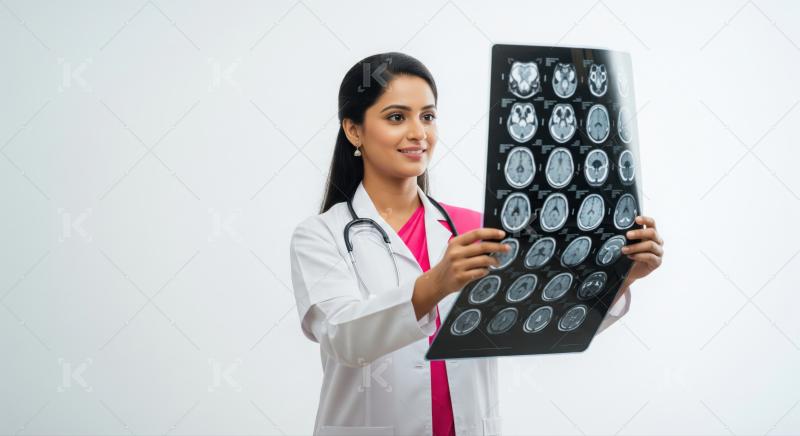 Female Doctor Examining Brain MRI Scan with Expertise