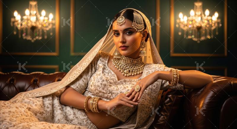 Elegant Indian Woman in Traditional Attire Adorned with Exquisit