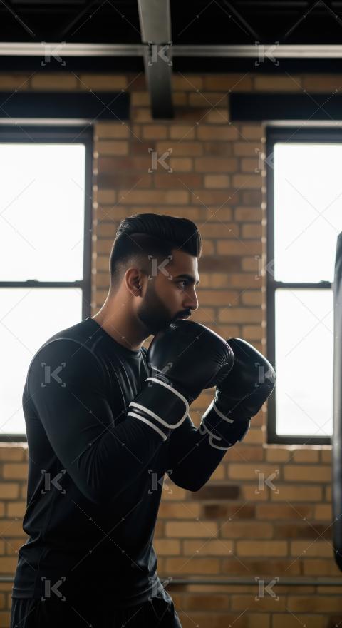 Young indian man doing workout in gym