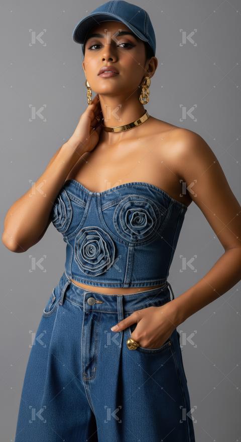 Young indian woman wearing fashionable cloths posing on isolated