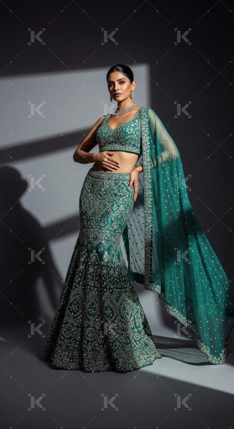 Young indian woman wearing fashionable cloths posing on isolated
