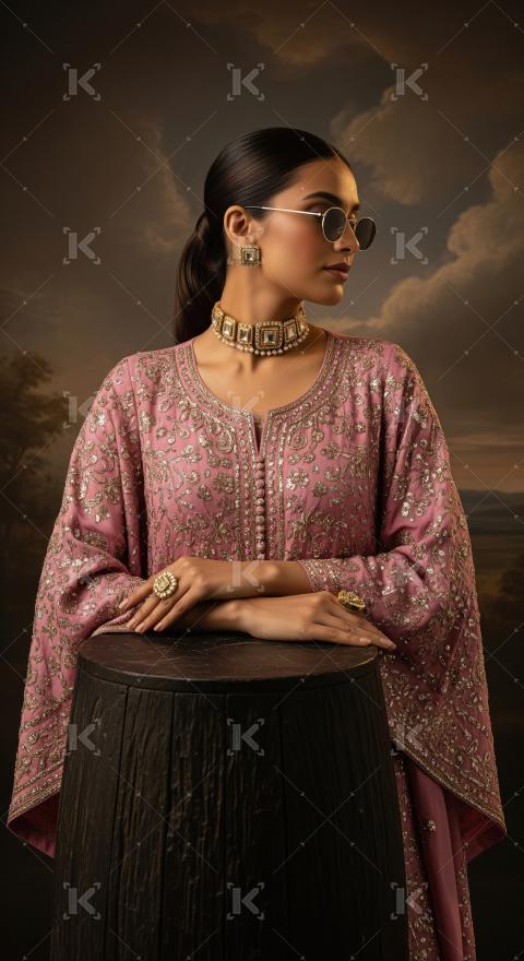 Young indian woman wearing fashionable cloths posing on isolated
