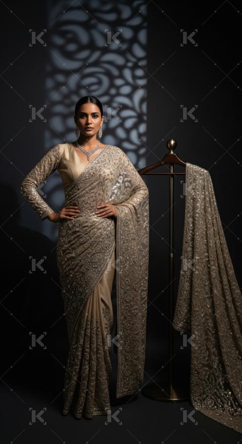 Young indian woman wearing fashionable cloths posing on isolated