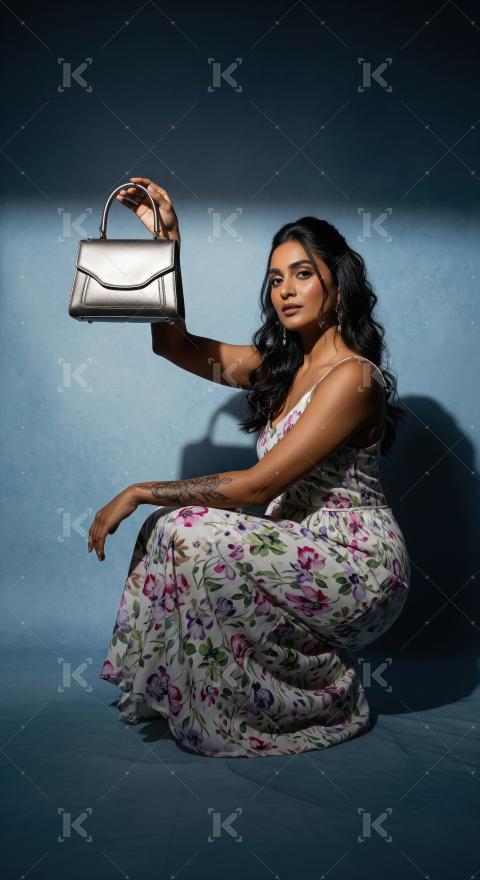 Young indian woman wearing fashionable cloths posing on isolated background