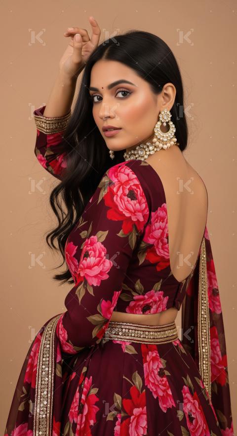 Young indian woman wearing fashionable cloths posing on isolated