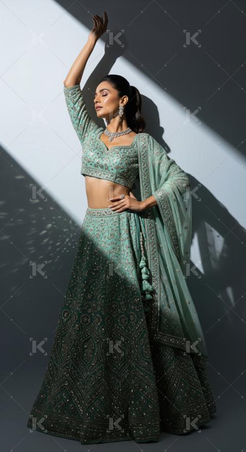 Young indian woman wearing fashionable cloths posing on isolated