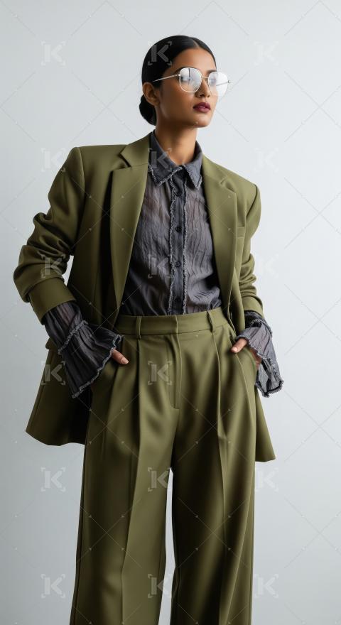 Young indian woman wearing fashionable cloths posing on isolated