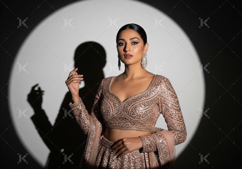 Young indian woman wearing fashionable cloths posing on isolated