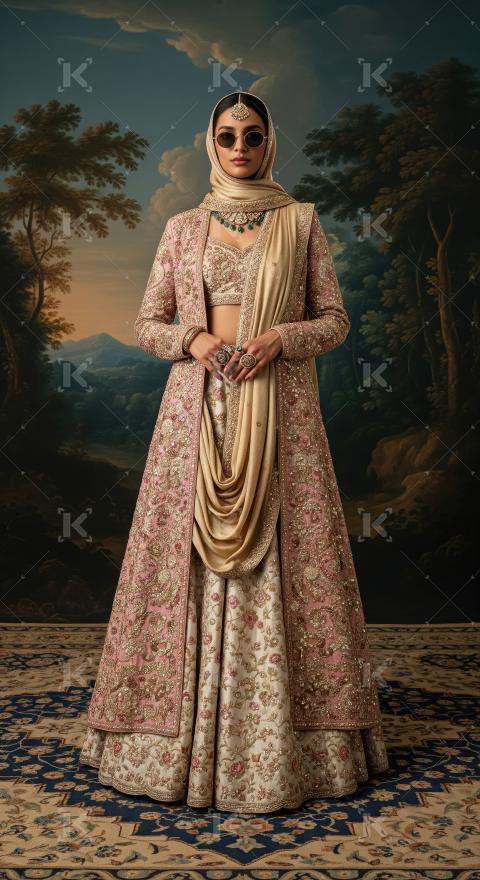 Young indian woman wearing fashionable cloths posing on isolated