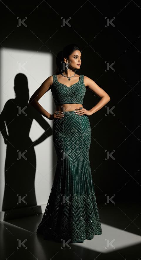 Young indian woman wearing fashionable cloths posing on isolated