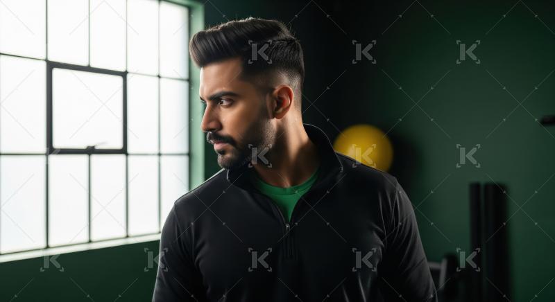 Young indian handsome man sitting on arm chair at home