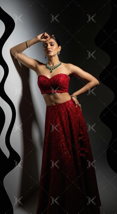 Young indian woman wearing fashionable cloths posing on isolated