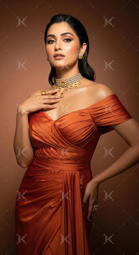 Young indian woman wearing fashionable cloths posing on isolated