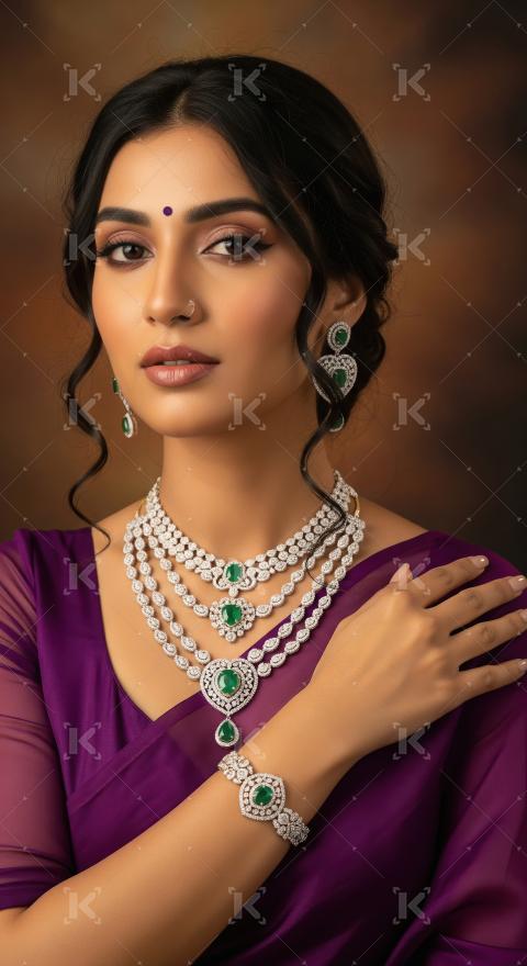 Young indian woman wearing traditional sari standing on isolated