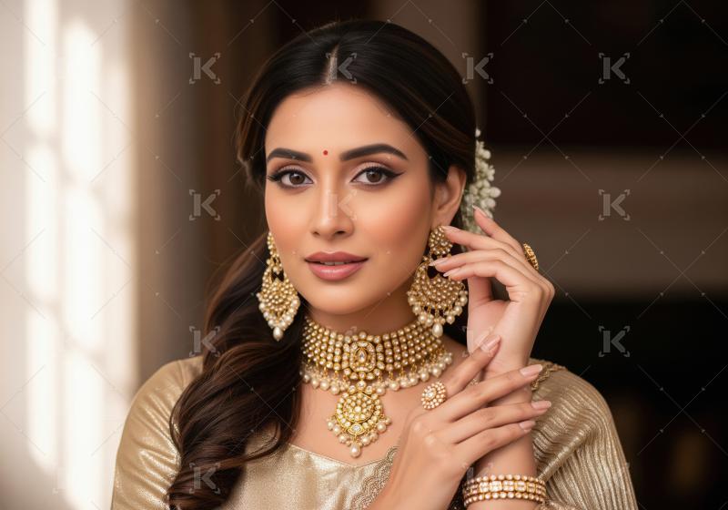 Young indian woman wearing traditional sari standing on isolated