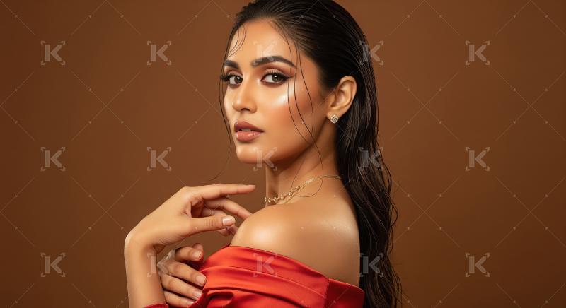 Young indian woman wearing fashionable cloths posing on isolated