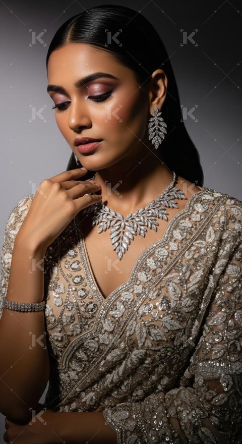 Young indian woman wearing fashionable cloths posing on isolated