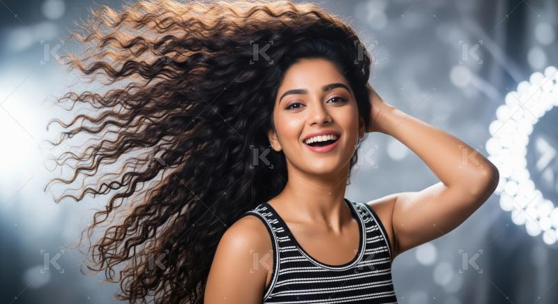 Young indian woman wearing fashionable cloths posing on isolated