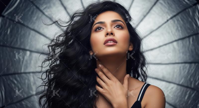 Young indian woman wearing fashionable cloths posing on isolated