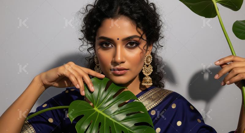 Young indian woman wearing fashionable cloths posing on isolated