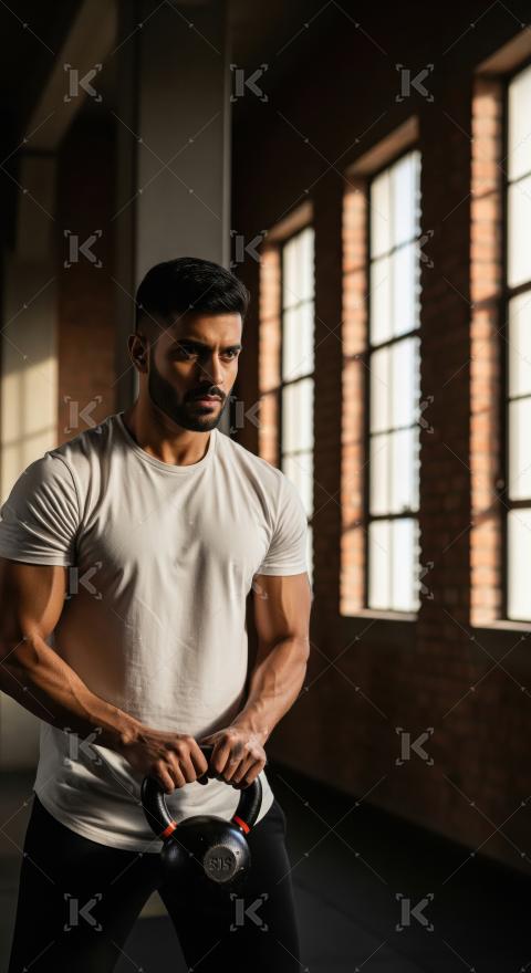 Young indian man doing workout in gym