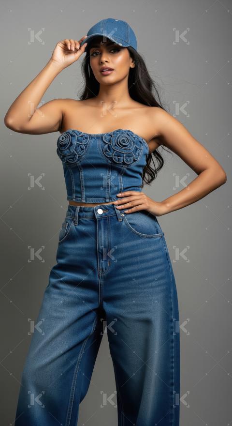 Young indian woman wearing fashionable cloths posing on isolated