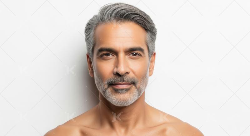 Handsome Mature Man with Grey Hair and Beard