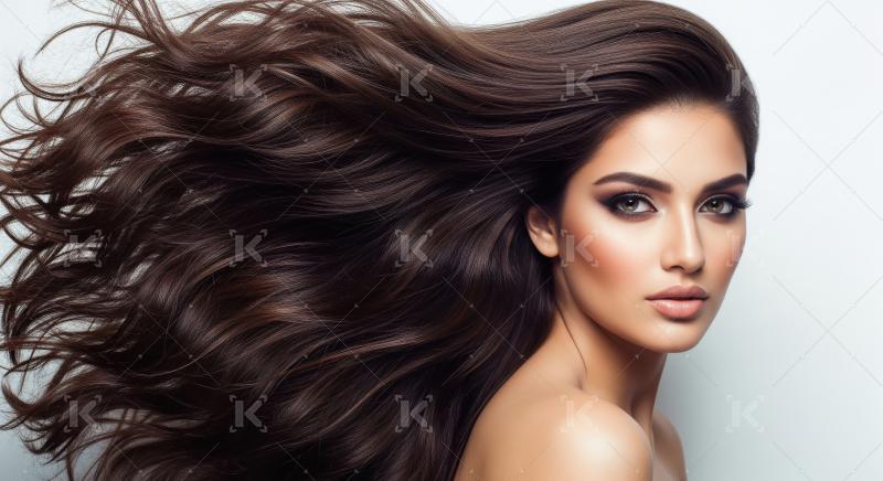 Beautiful Woman with Long, Flowing, Shiny Brown Hair